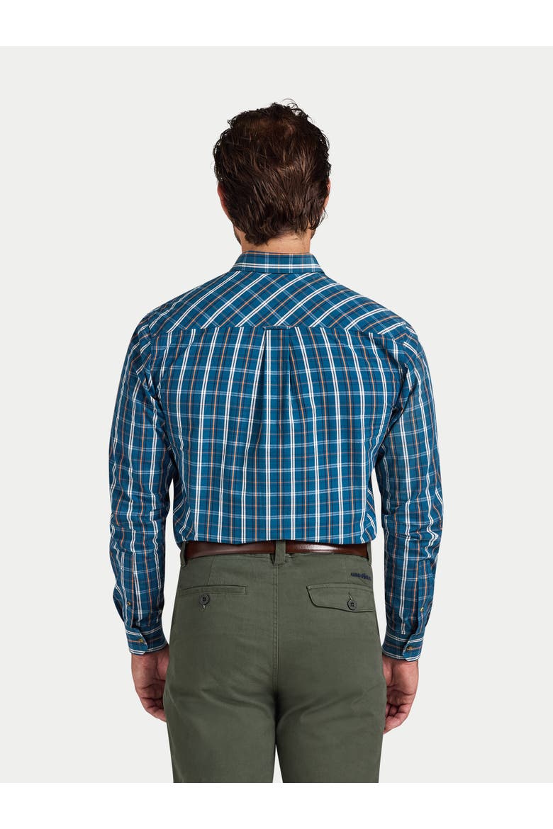Long Sleeve Check Cotton Poplin Shirt, Alternate, color, Petrol