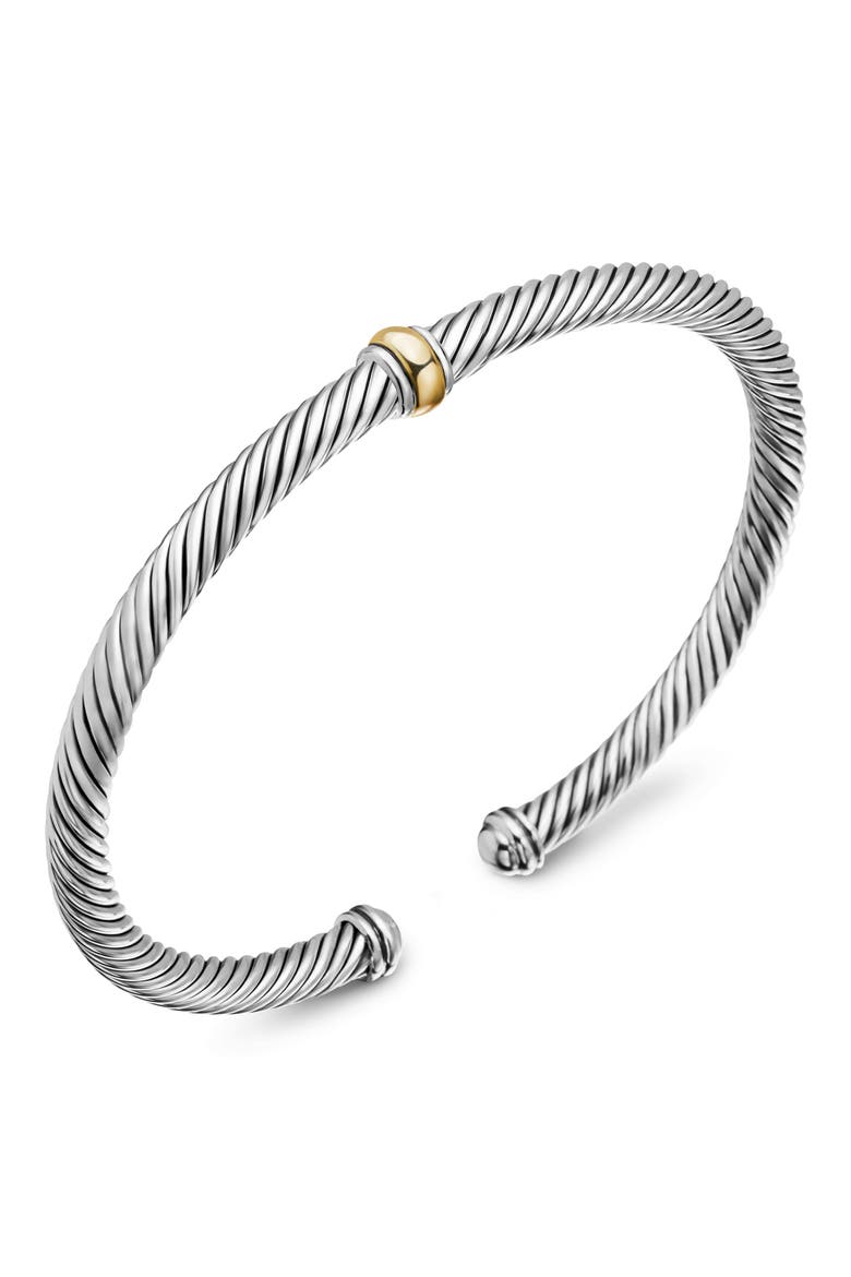 Classic Cable Station Bracelet in Sterling Silver with 18K Gold, 4mm, Alternate, color, SILVER/ YELLOW GOLD