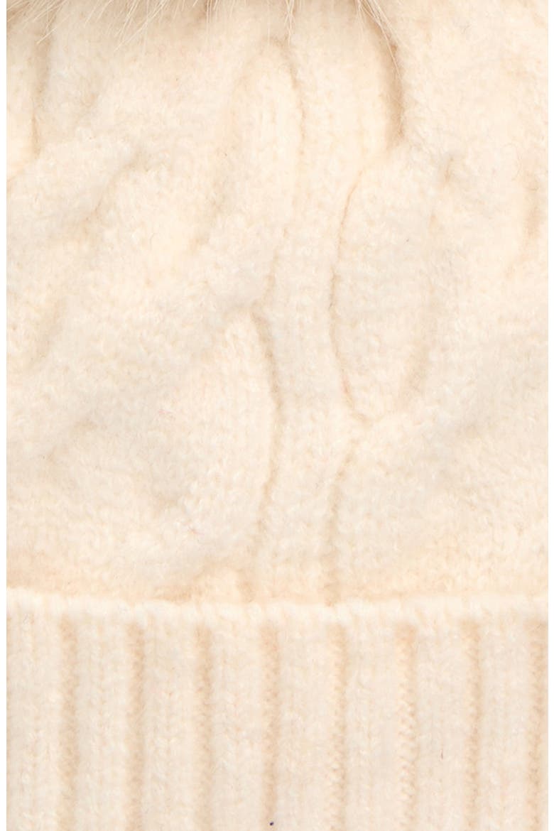 Cable Faux Fur Pom Beanie, Alternate, color, IVORY