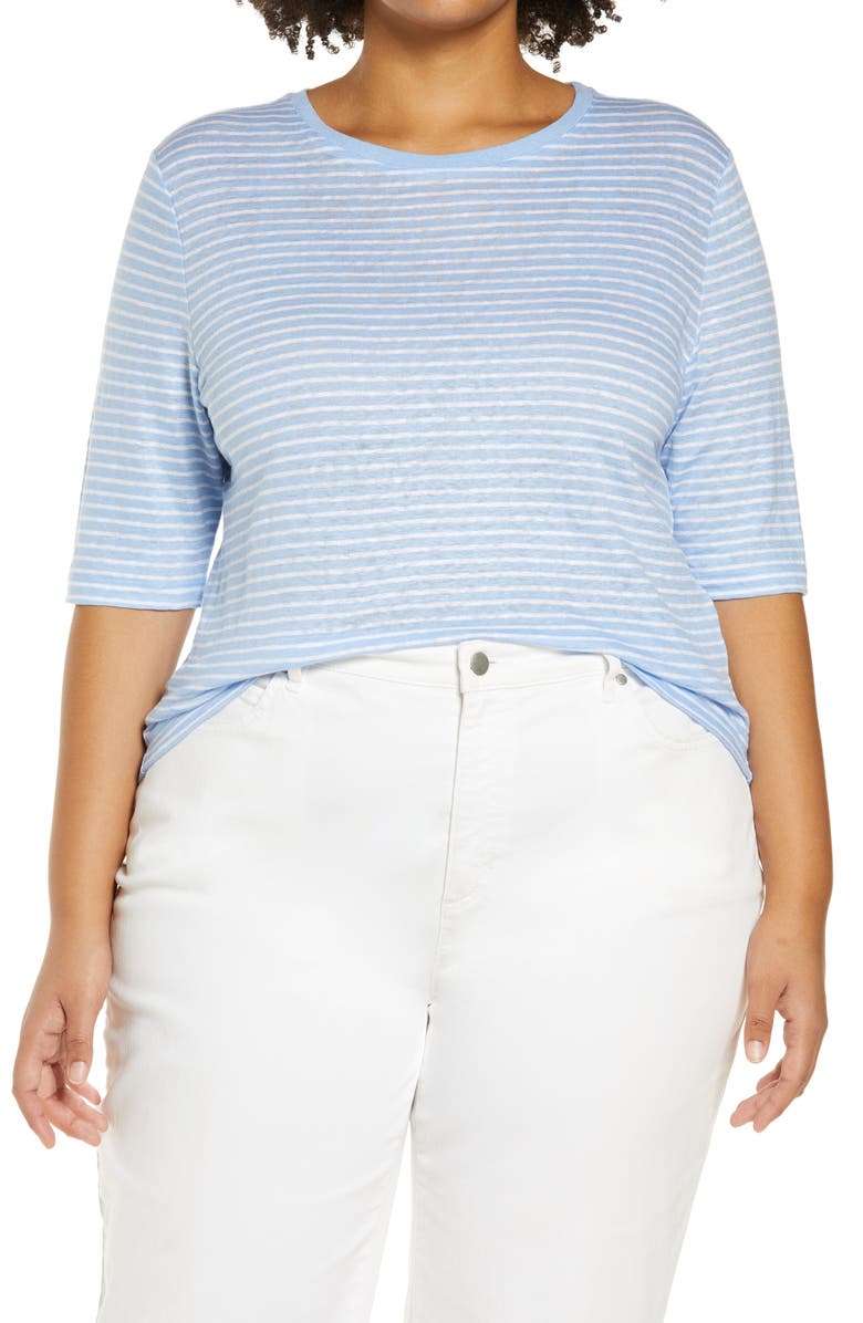 Vince Stripe Crewneck Slub Jersey T-Shirt, Main, color, 