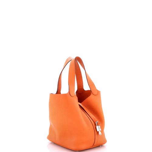 Pre-owned Hermes Hermes Picotin Lock Bag Clemence Mm In Orange