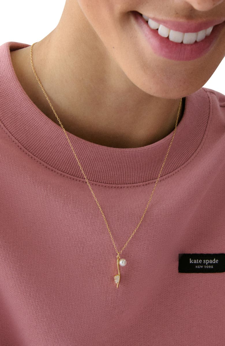 Kate Spade New York life of the party pendant necklace, Alternate, color, Clear/ Cream/ Gold