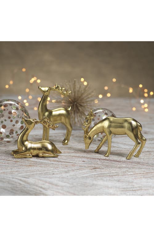 Zodax Set Of 6 Decorative Reindeer Figurines In Gold