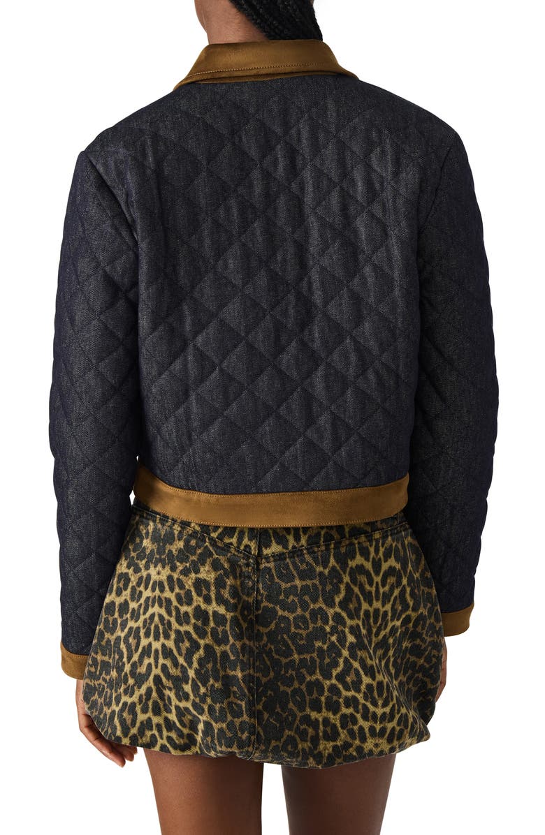 Steve Madden Agatha Quilted Denim Jacket, Alternate, color, Dark Indigo