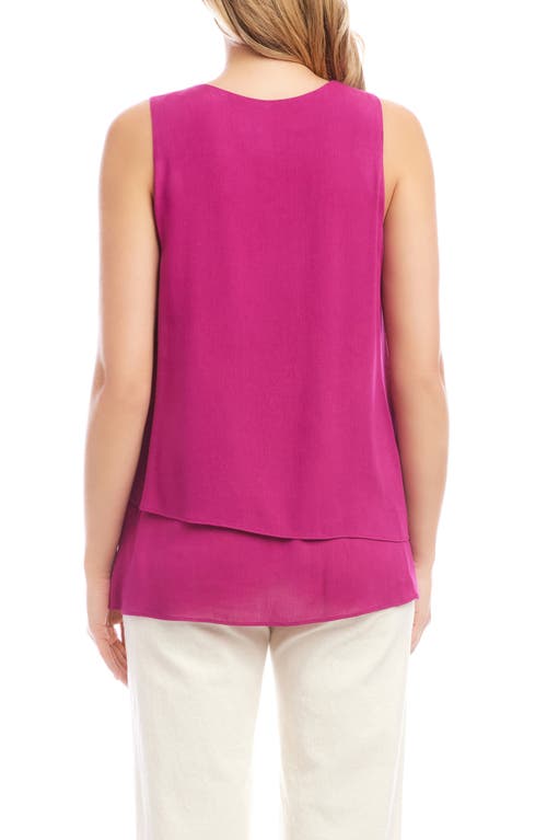 Karen Kane Drape Layered Asymmetric Gauze Tank In Purple