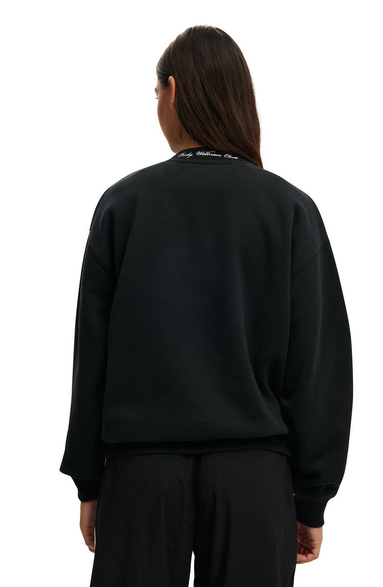 COTTON ON BODY Women's Active Plush Graphic Crew Sweatshirt, Alternate, color, Black Bw Club