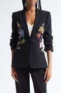 Cinq à Sept Sequin Floral Scrunched Sleeve Blazer