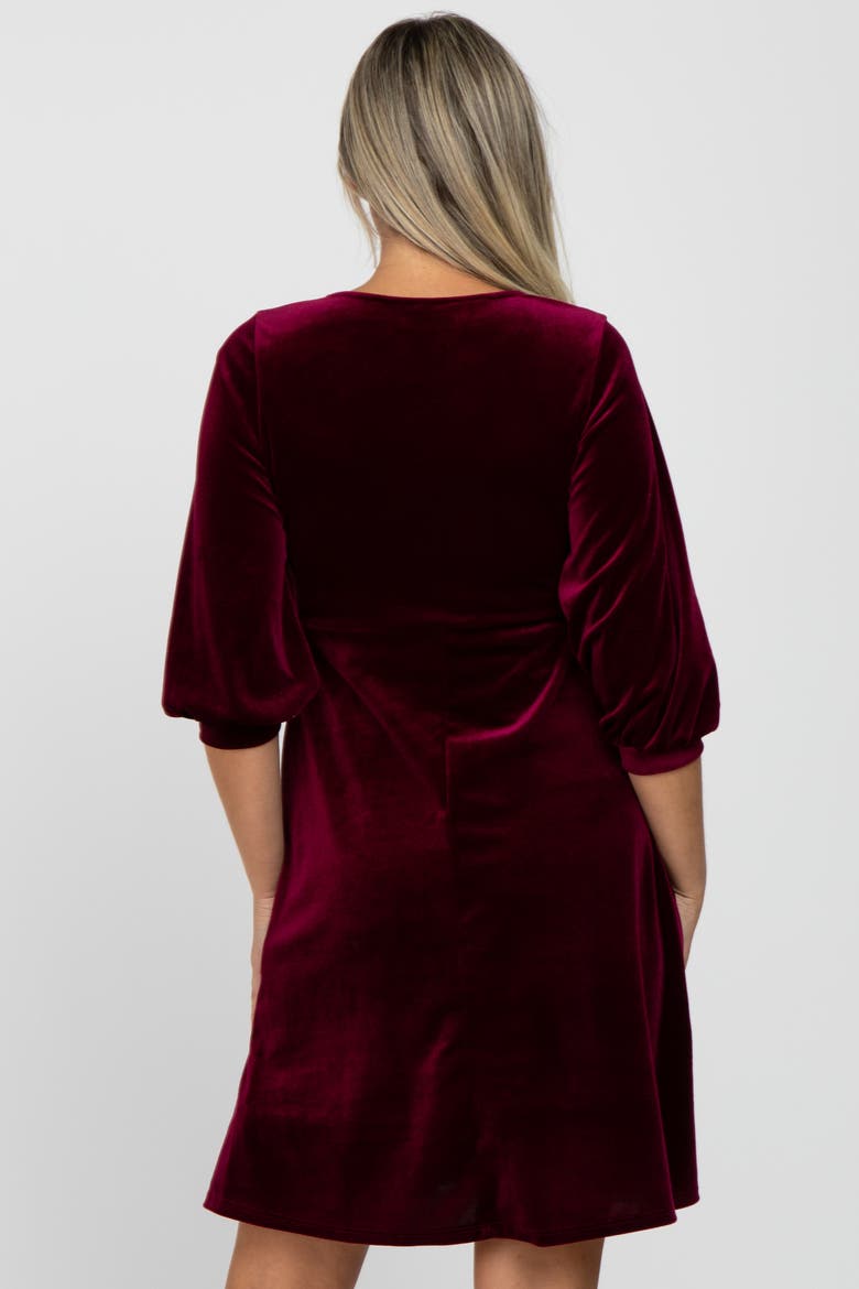 Velvet Wrap Front Babydoll Dress, Alternate, color, Burgundy