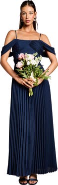 Coast Bardot Pleated Maxi Bridesmaid Dress