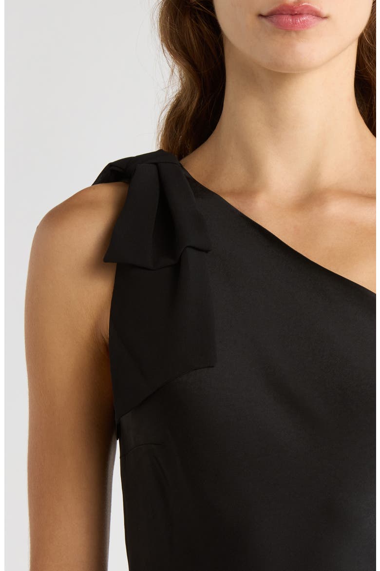 x Sara Walker Audrey One-Shoulder Washed Satin Maxi Dress, Alternate, color, BLACK
