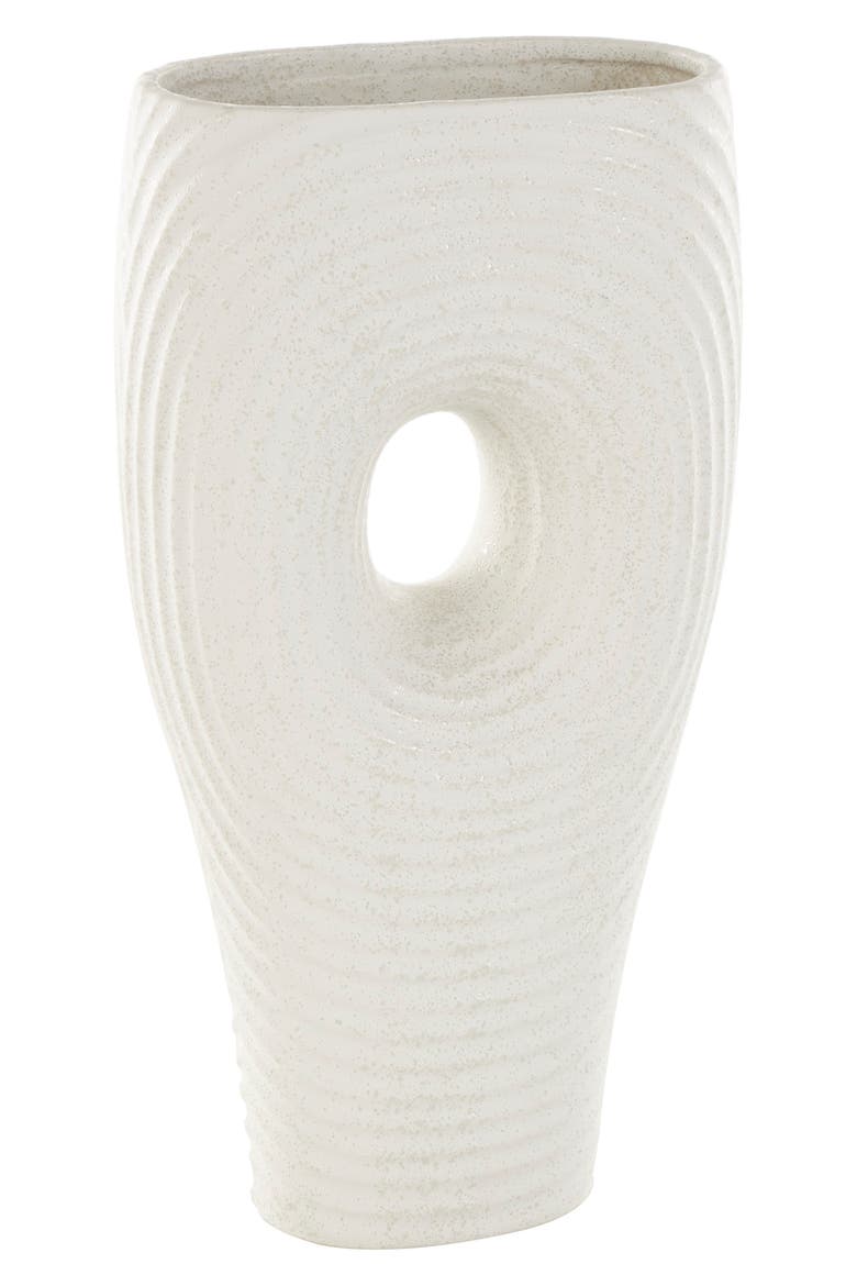 Textured Ceramic Vase, Main, color, WHITE