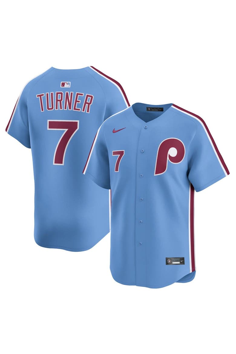 Men's Nike Trea Turner Light Blue Philadelphia Phillies Alternate Limited Player Jersey, Main, color, Light Blue