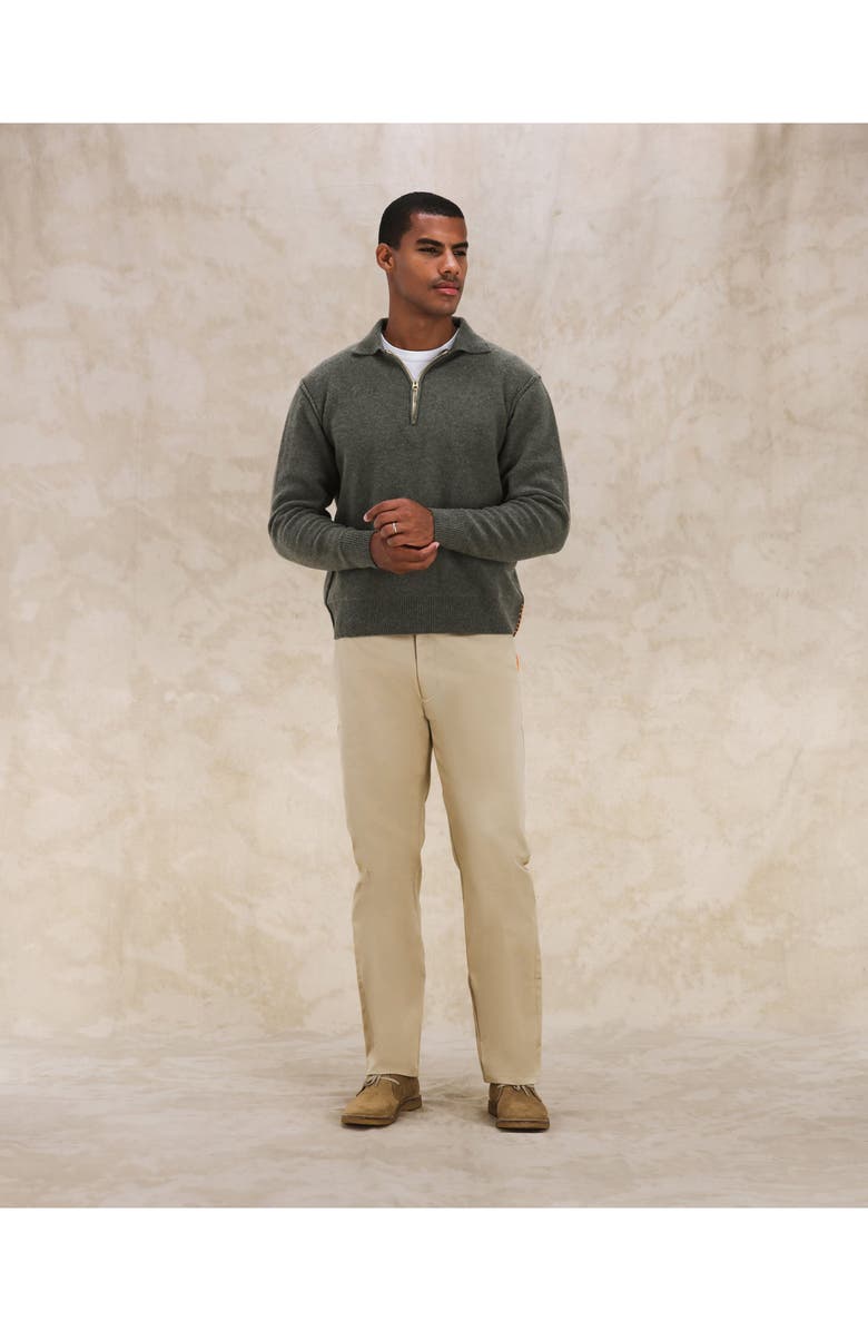 Fortela Yale Wool Sweater with Collar and Zip, Alternate, color, Army Green
