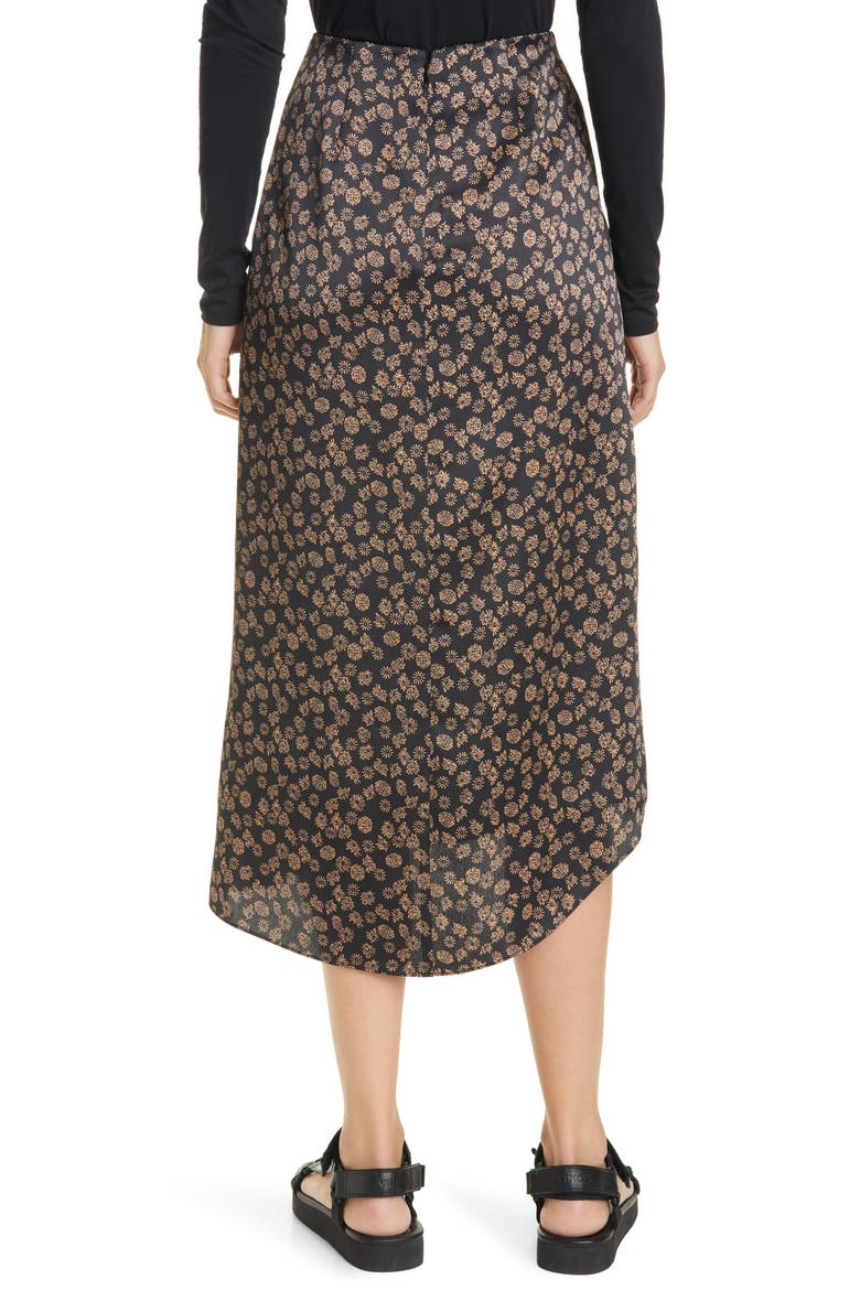 Zinnia Floral Ruched Skirt, Alternate, color, BLACK