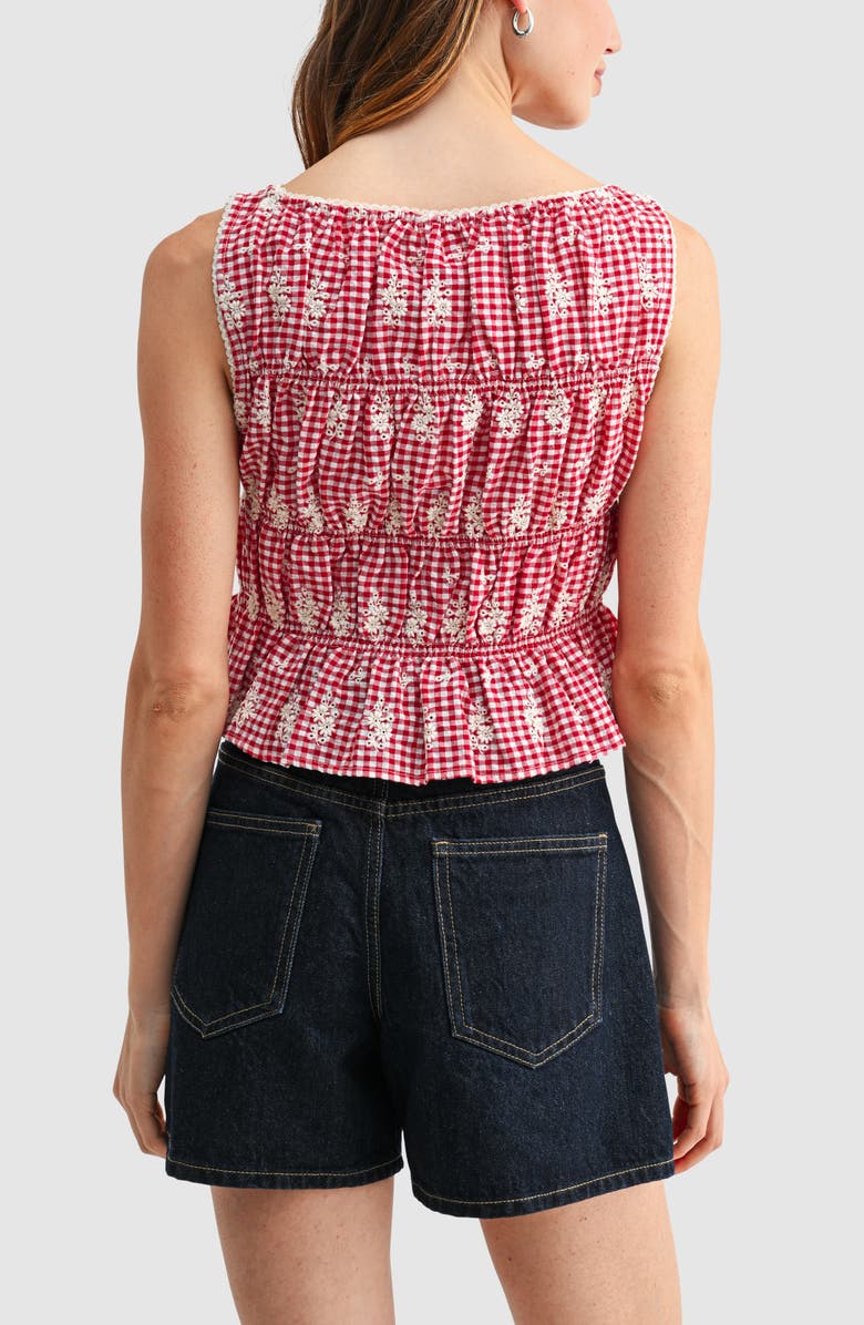 All in Favor Embroidered Smocked Top, Alternate, color, Red Cream