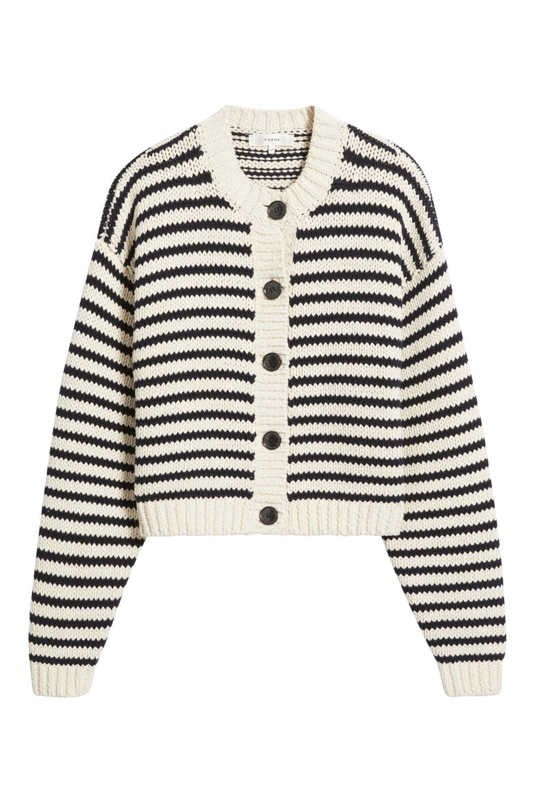 The Stripe Chunky Cotton Cardigan, Alternate, color, CREAM MULTI