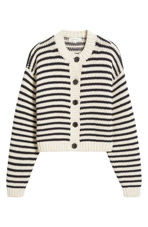 Frame The Stripe Chunky Cotton Cardigan In Cream Multi