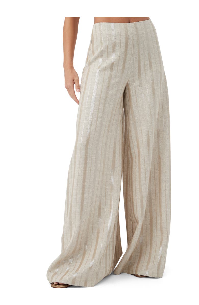 Trina Turk Linen Sequin Striped Nice Pant, Main, color, 