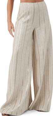 Trina Turk Linen Sequin Striped Nice Pant