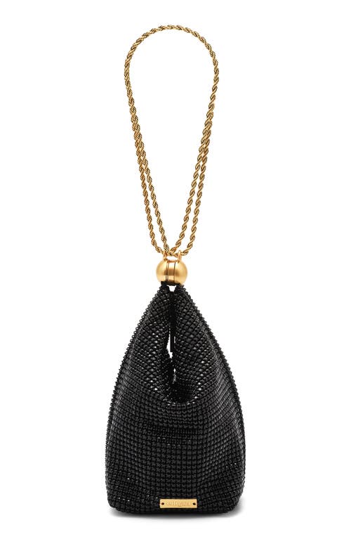 Cult Gaia Rue Crystal Mesh Wristlet In Black