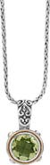 EFFY Sterling Silver & 18K Gold Green Amethyst Pendant Necklace