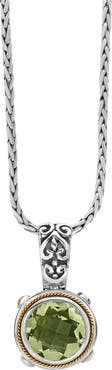 EFFY Sterling Silver & 18K Gold Green Amethyst Pendant Necklace