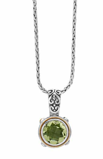 Sterling Silver & 18K Gold Green Amethyst Pendant Necklace