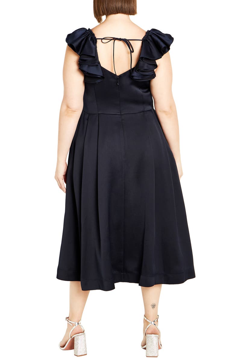 City Chic Roselyn Ruffle Sleeve Dress, Alternate, color, Navy