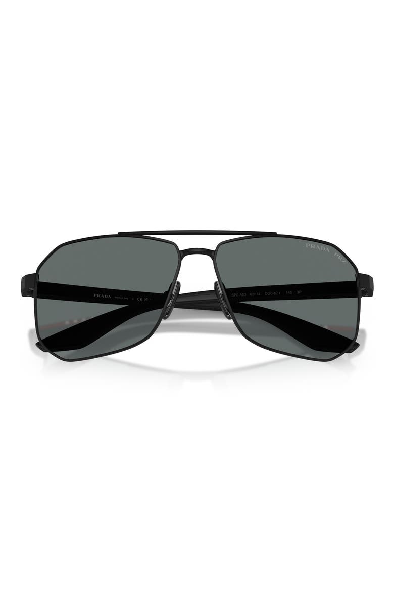 62mm Polarized Pilot Sunglasses, Alternate, color, RUBBER BLACK