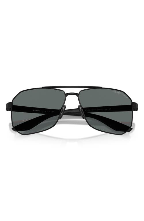 Shop Prada Linea Rossa 62mm Polarized Pilot Sunglasses In Rubber Black