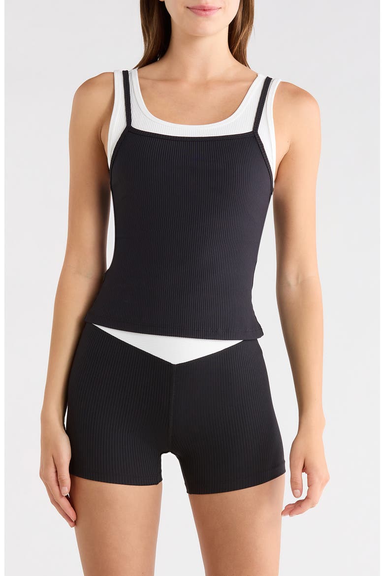 Ribbed Layered Tank, Main, color, BLACK/WHITE