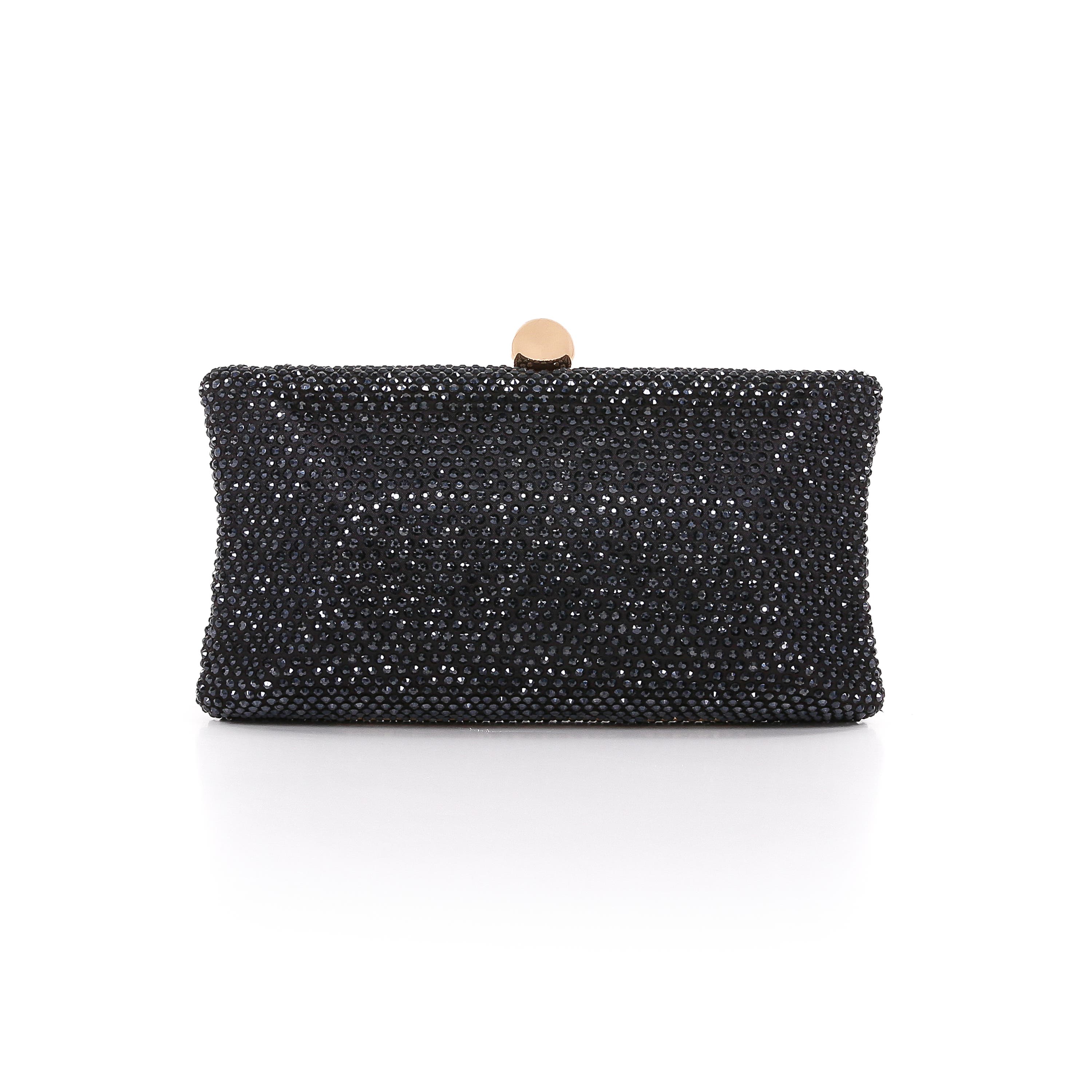 Nia Fully Crystal Beveled Minaudiere, Alternate, color, Black