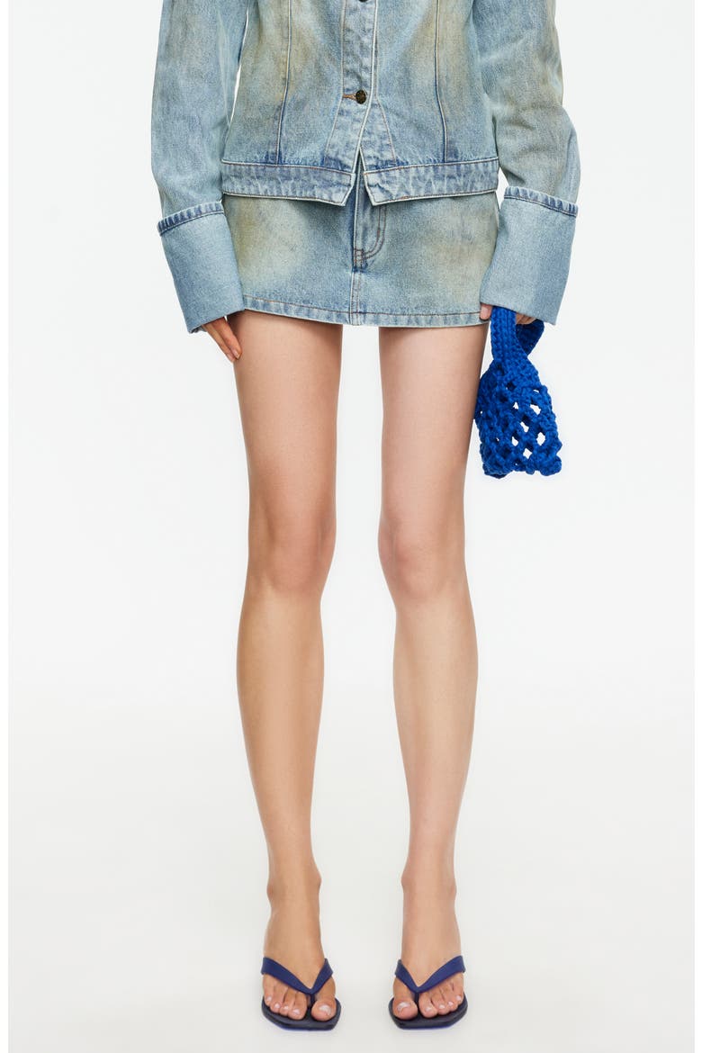 Rhode Denim Miniskirt, Main, color, STONE BLUE