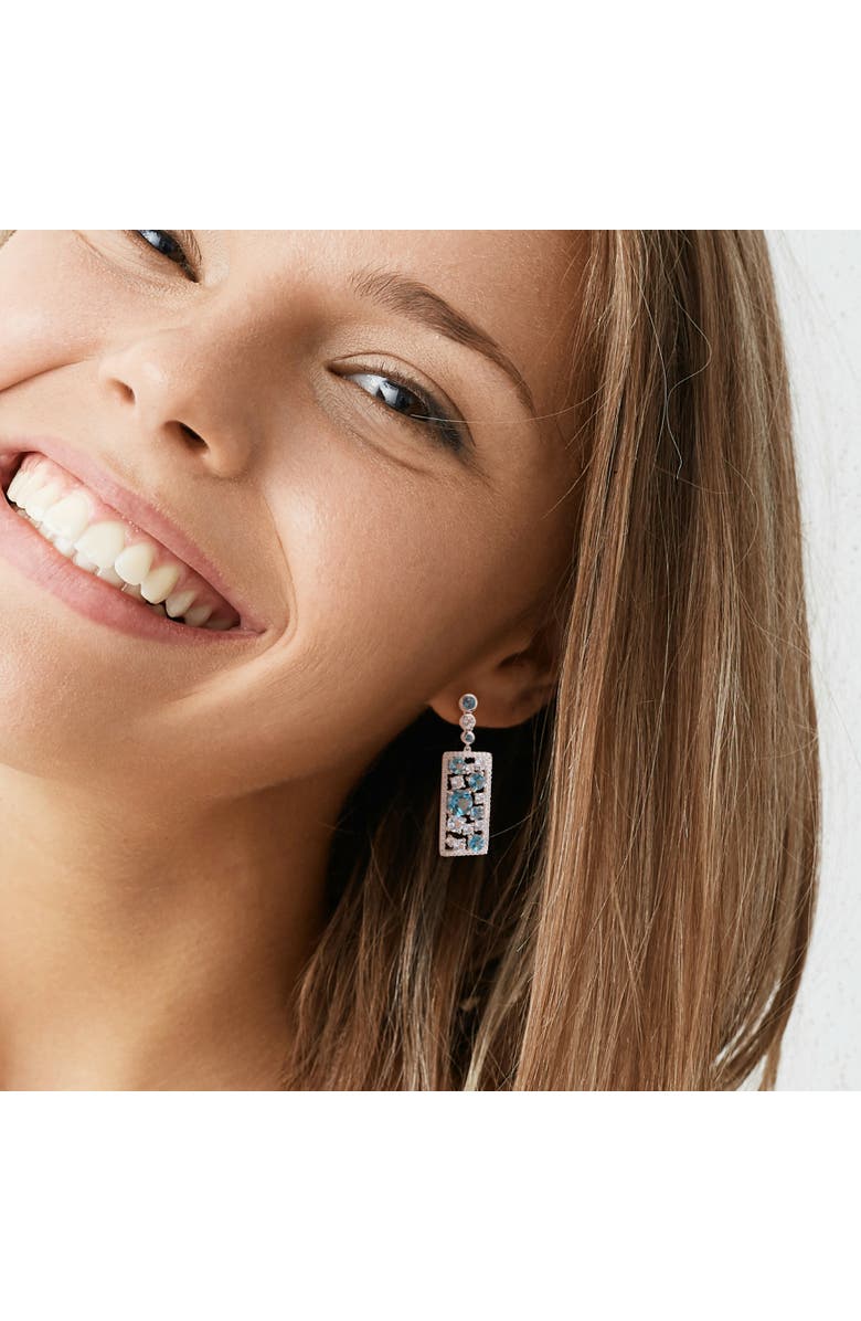 Julianna B. Blue Topaz & Diamond Mosaic Drop Earrings 14k, Alternate, color,