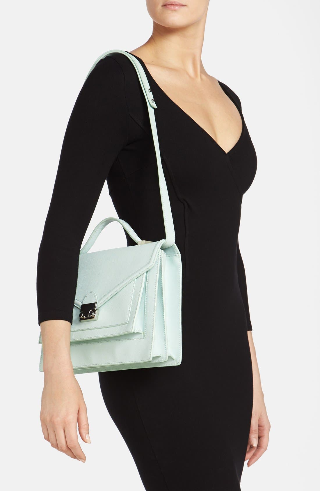 'Rider' Leather Satchel, Alternate, color, MINT