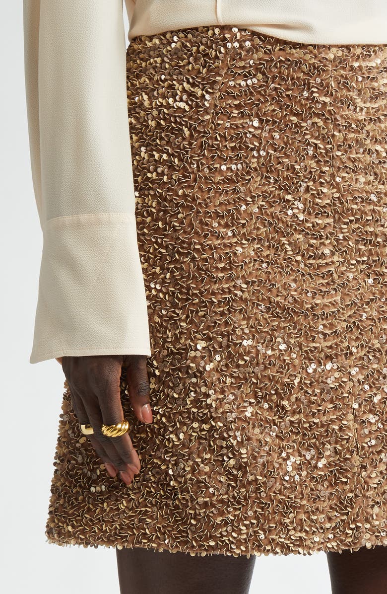 ST. JOHN Paillette Embroidered Velvet Miniskirt, Alternate, color,