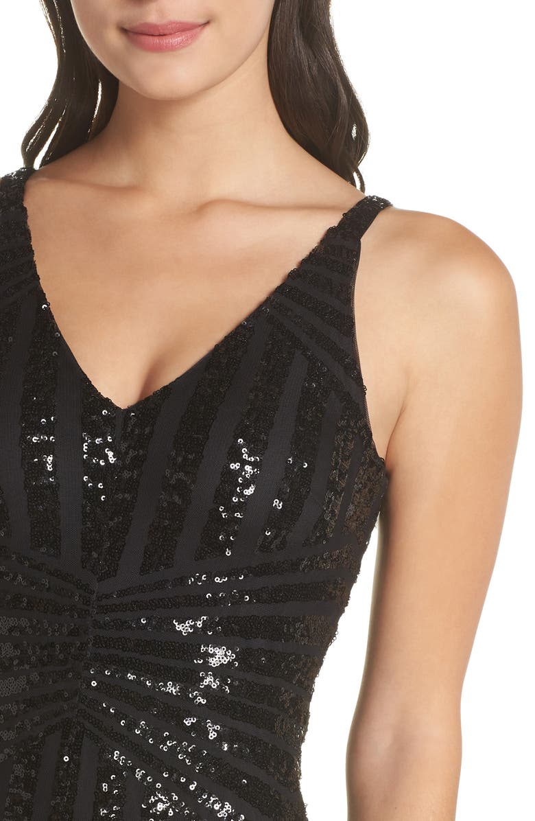Morgan & Co. V-Neck Sequin Column Gown, Alternate, color,