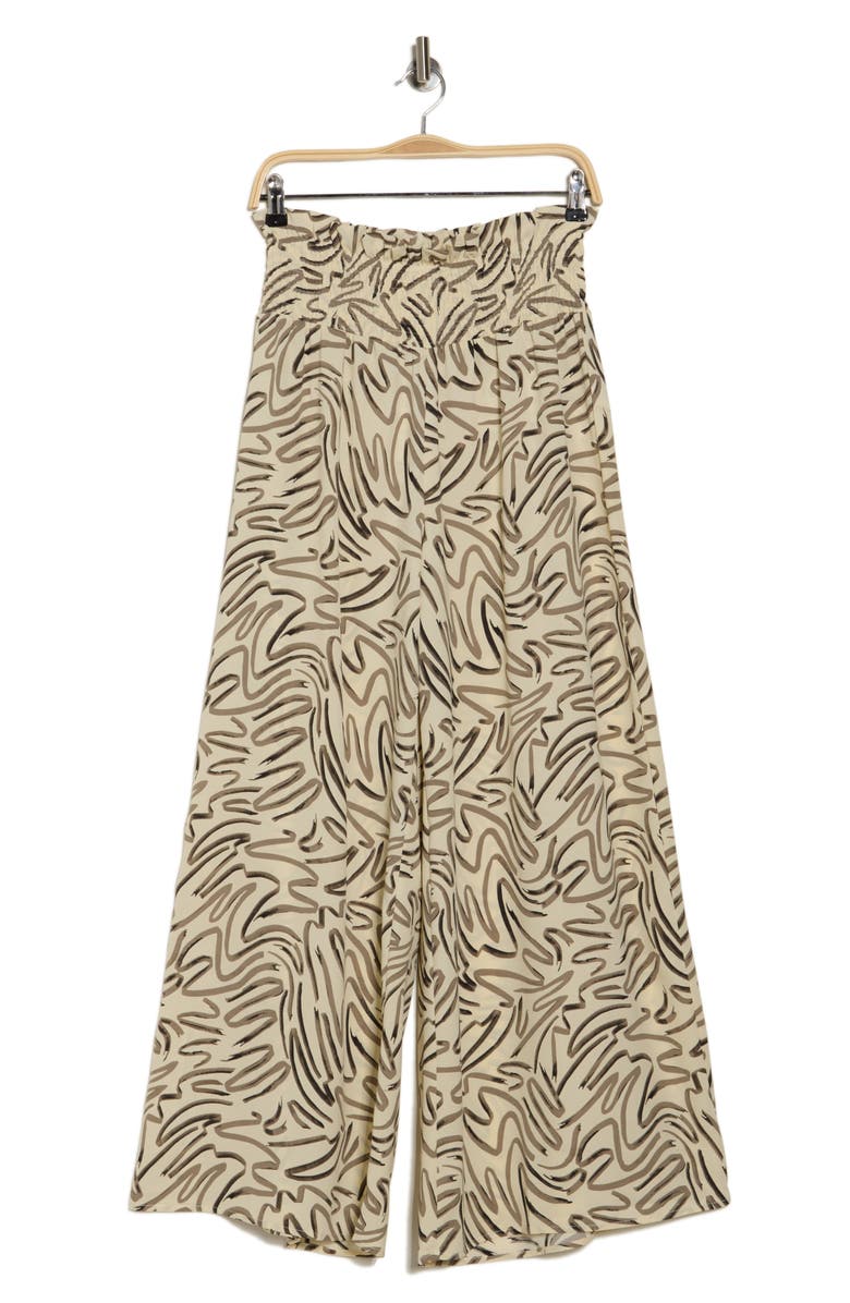 PATRIZIA LUCA Smocked Waist Wide Leg Pants, Alternate, color, Off White