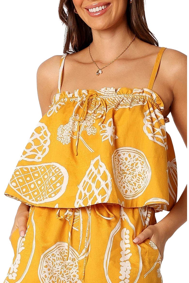 Honey Mixed Print Cotton & Linen Top, Main, color, YELLOW