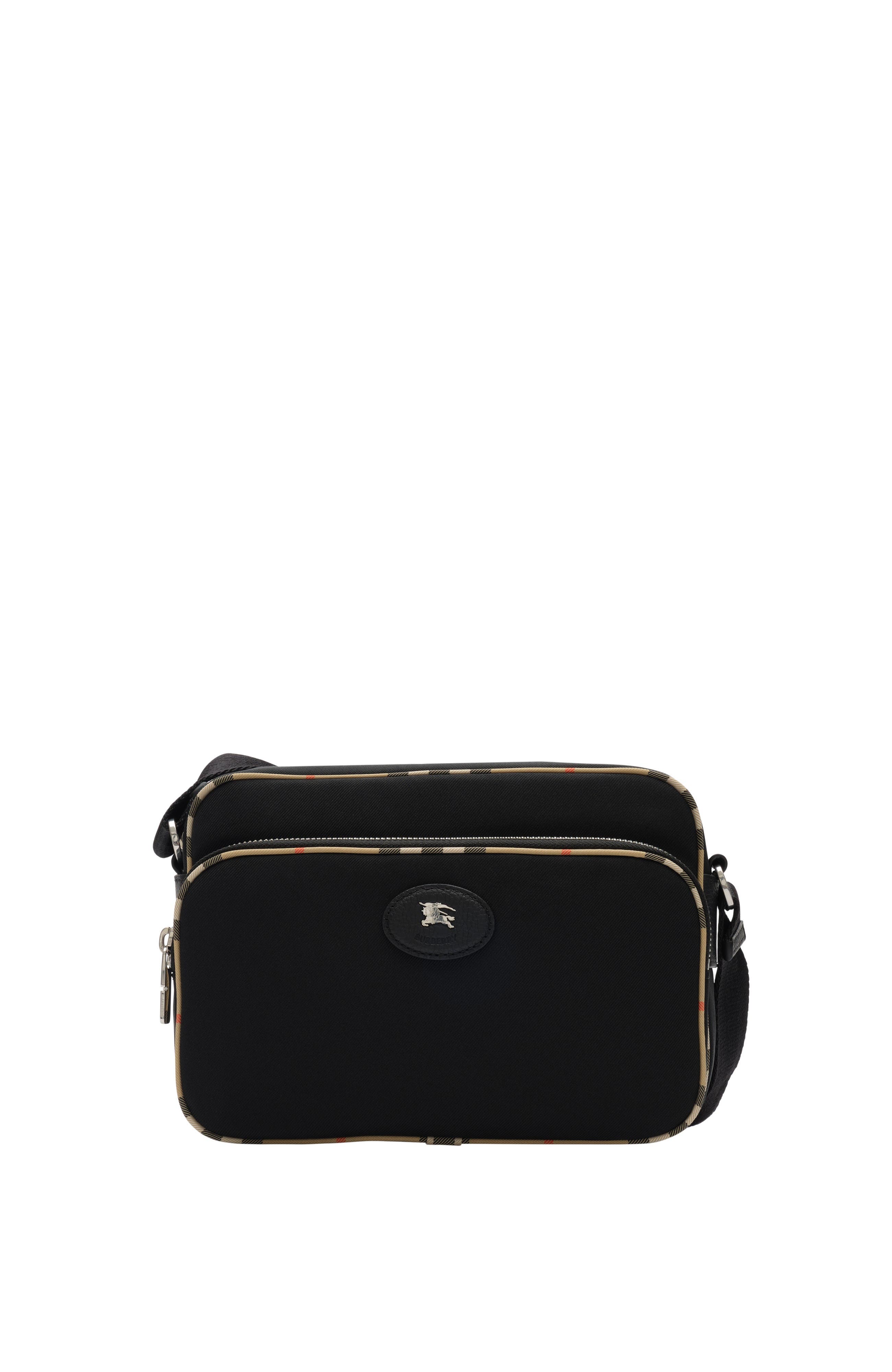 Burberry Check Trim Crossbody Bag, Main, color, Black