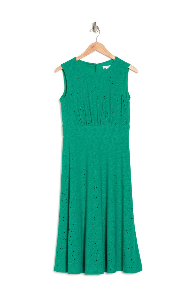 London Times Sleeveless Eyelet Midi Dress, Alternate, color,