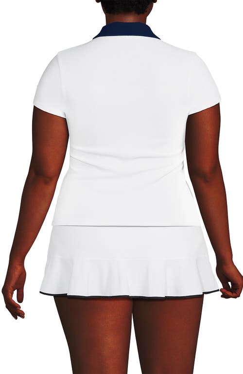 LANDS' END LANDS' END PLUS SIZE SHORT SLEEVE PIQUE JOHNNY COLLAR UPF 50 RASH GUARD