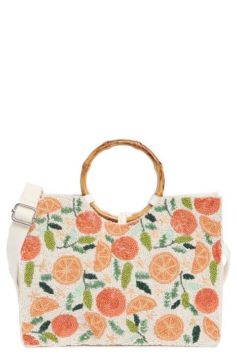 Beaded Bamboo Handle Tote