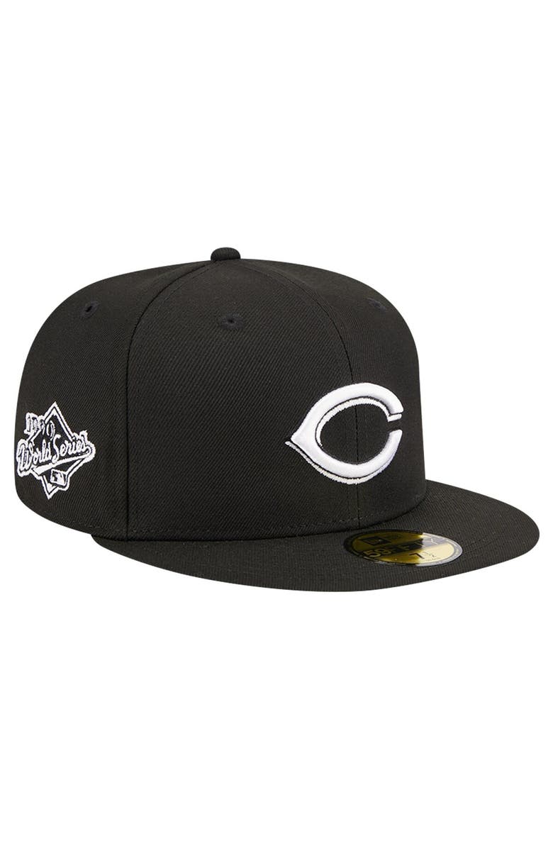 New Era Men's New Era Black Cincinnati Reds Logo 59FIFTY Fitted Hat, Main, color, 
