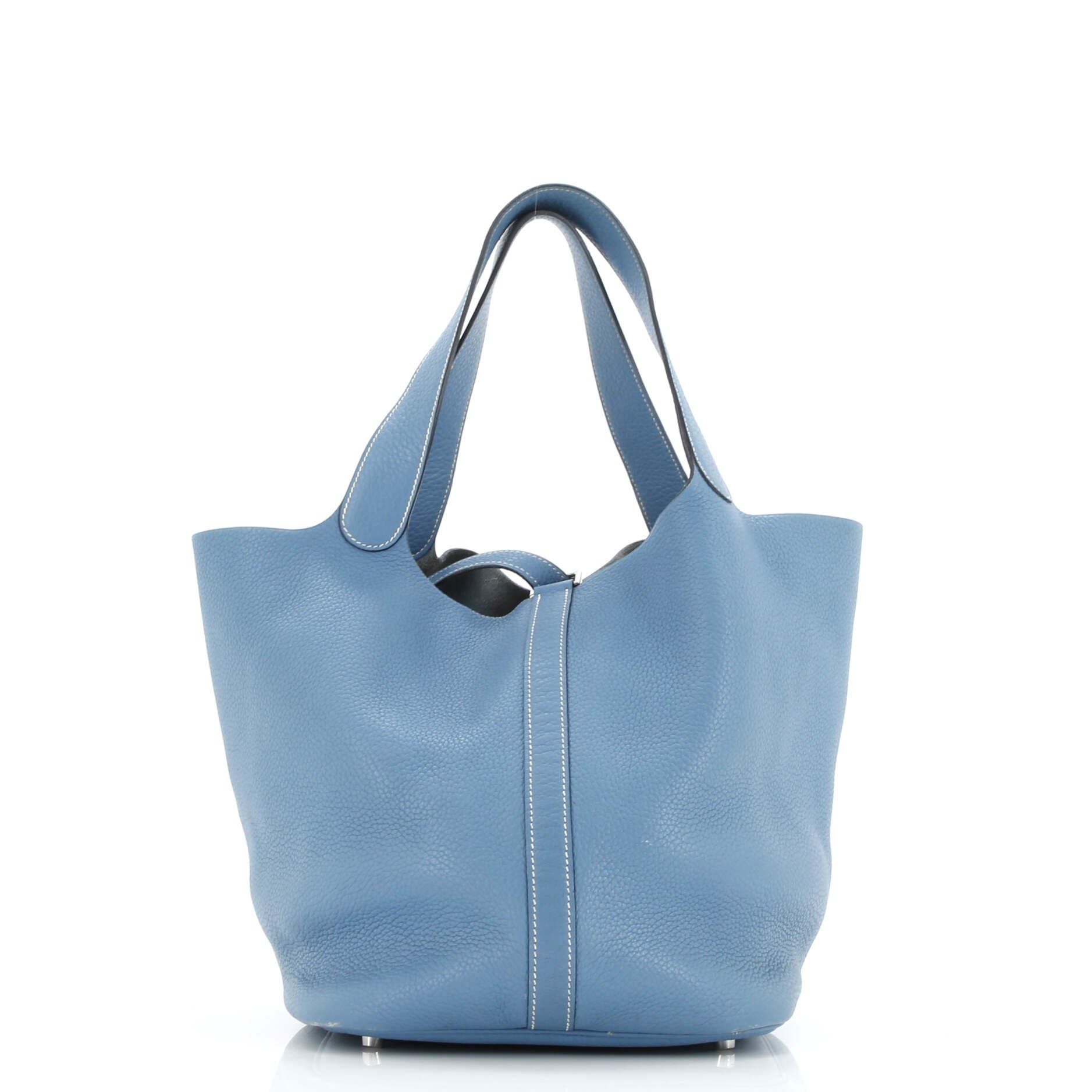 Pre-Owned Hermes Picotin Lock Bag Clemence GM, Alternate, color, Bleu Jean