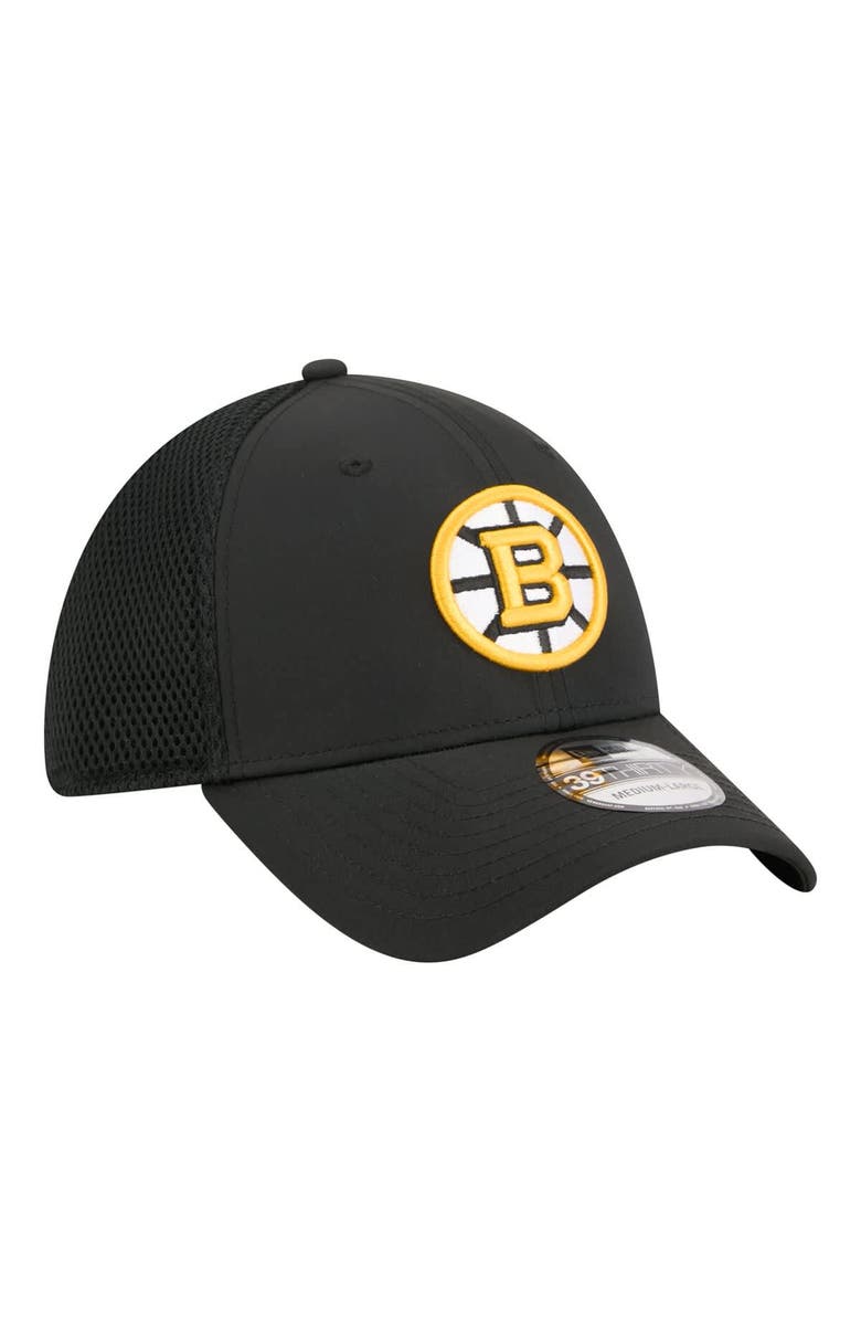 New Era Men's New Era Black Boston Bruins Logo 39THIRTY Flex Hat, Alternate, color, Black