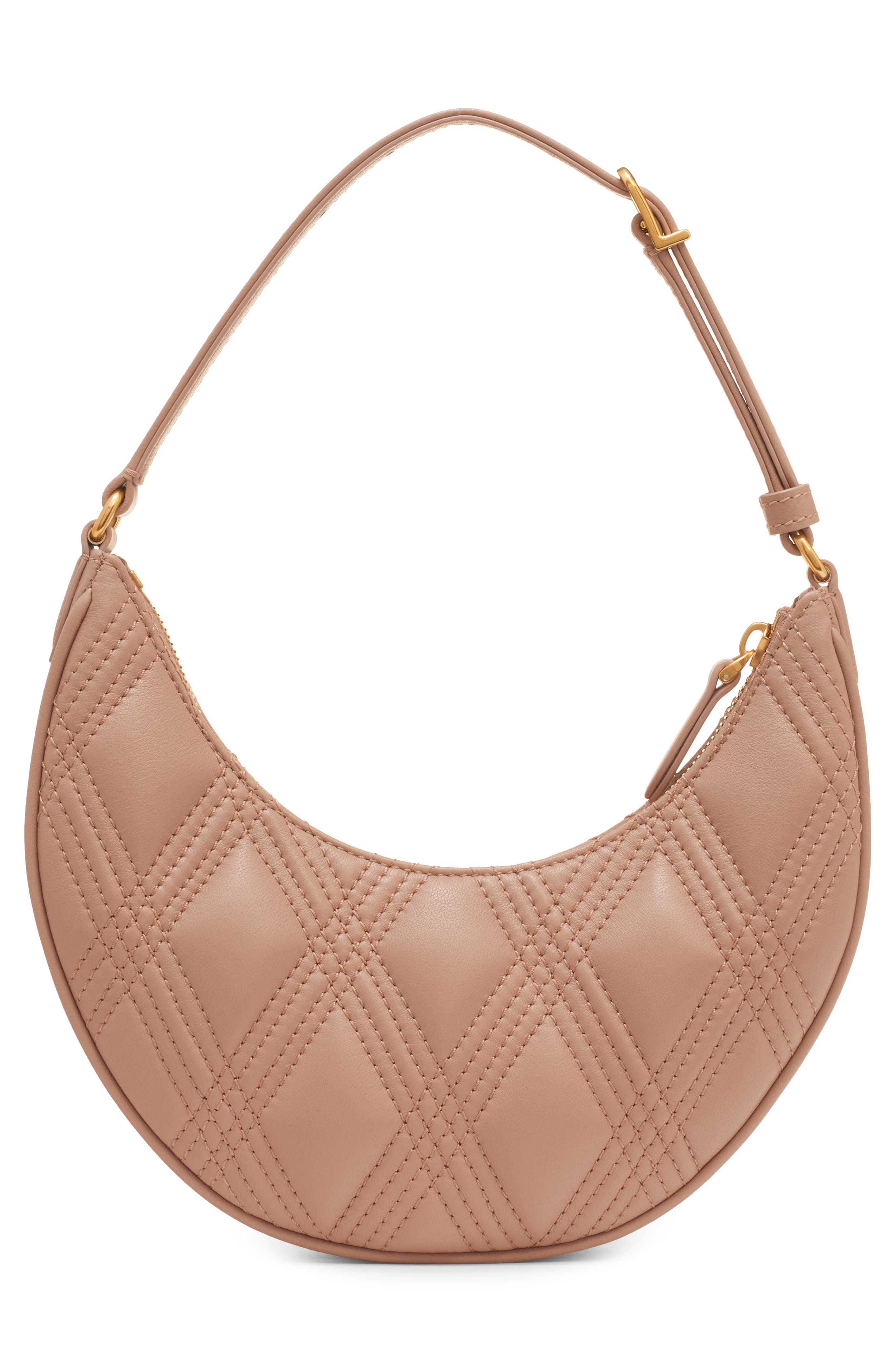 Valentino Garavani Quiltie 67 Mini Leather Hobo Bag, Alternate, color, Rose Cannelle