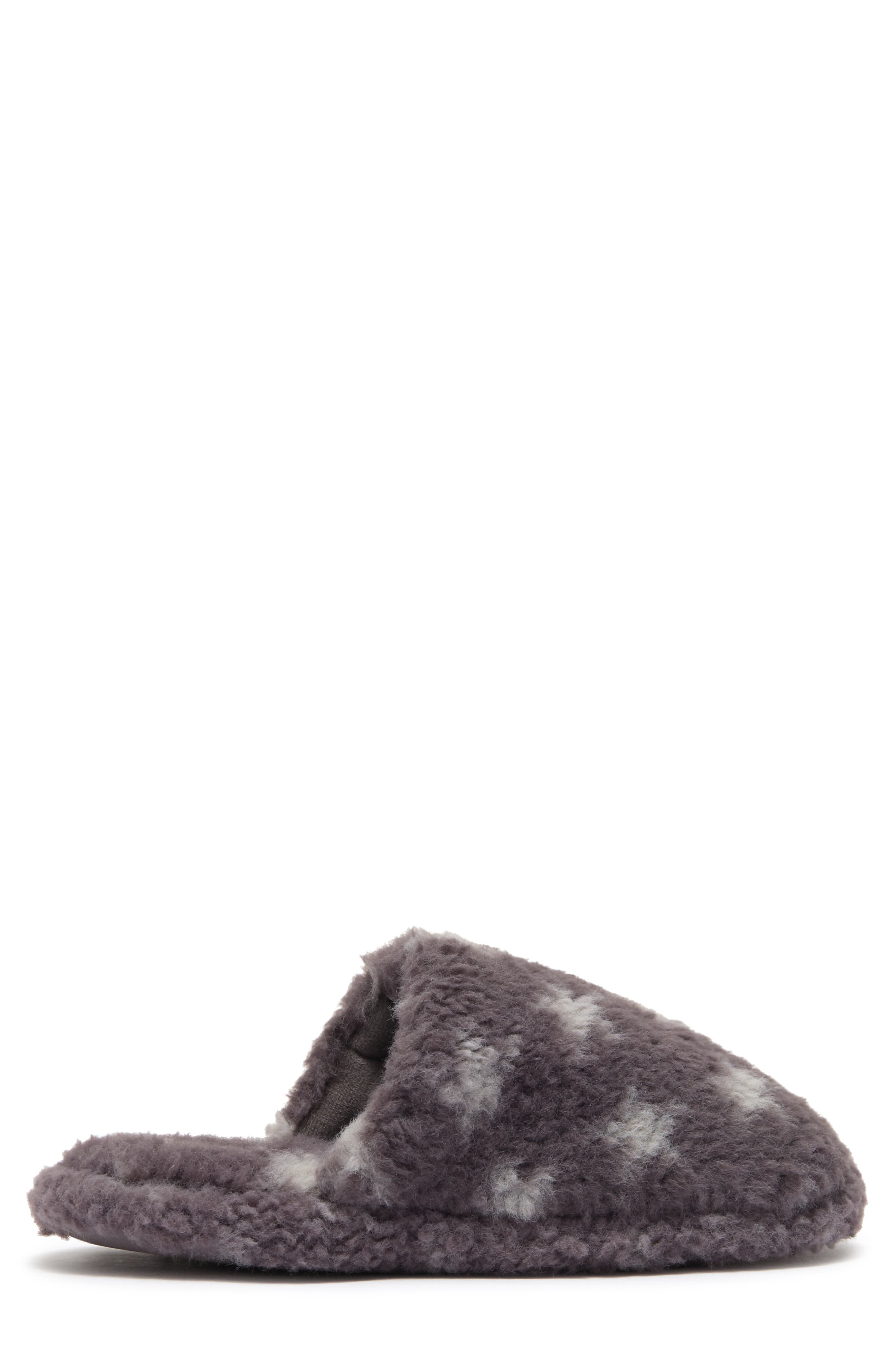RACHEL Rachel Roy Star Print Faux Fur Slipper, Alternate, color, Grey