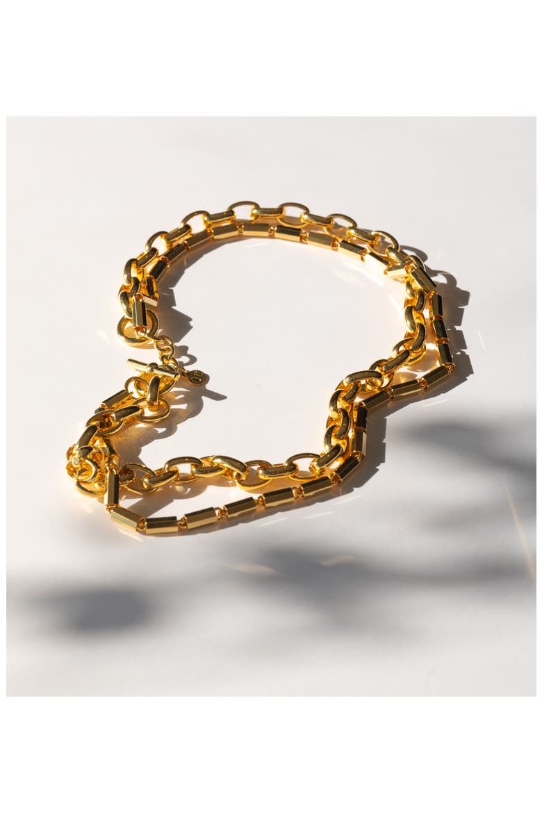 Double Link Necklace, Alternate, color, 14K GOLD