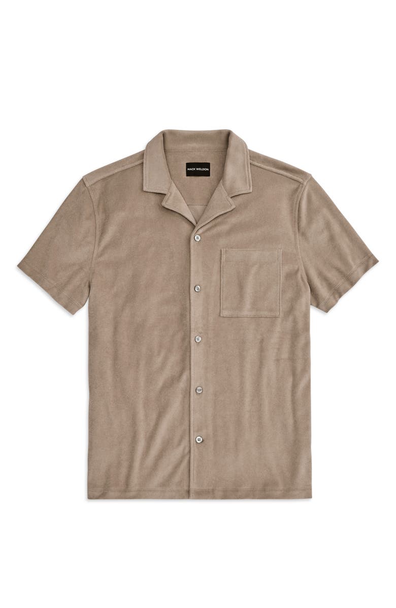 Mack Weldon Terry Cloth Camp Shirt, Main, color, Desert Taupe